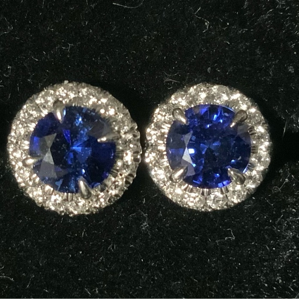 David Yurman Capri Sapphire and Diamond Earrings White Gold